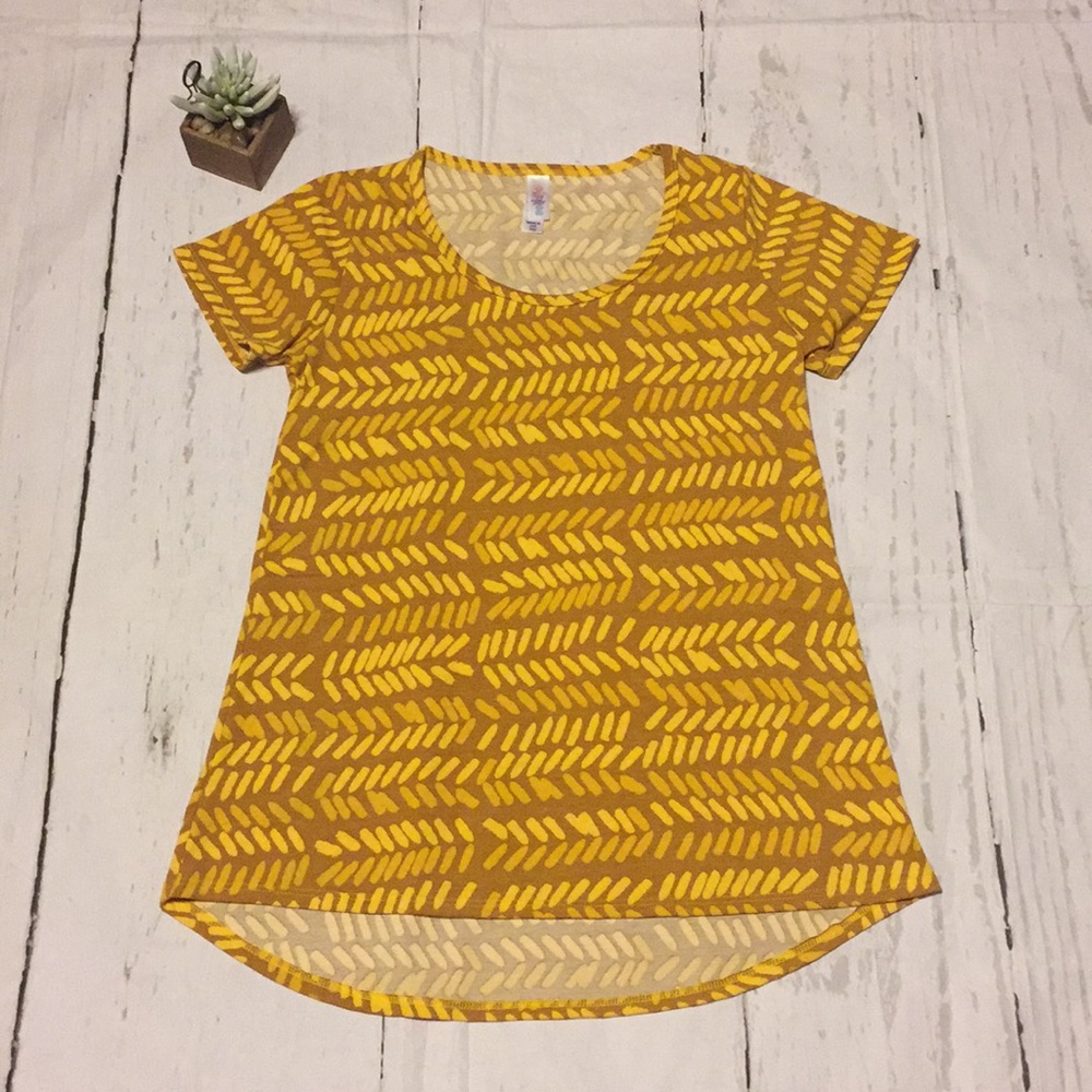 LuLaRoe Classic T Mustard Yellow Gold Tones XXS